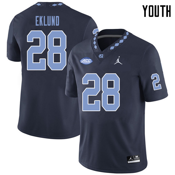 Jordan Brand Youth #28 Graham Eklund North Carolina Tar Heels College Football Jerseys Sale-Navy